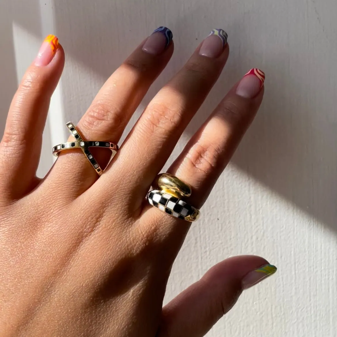 Checker Ring - Black And White