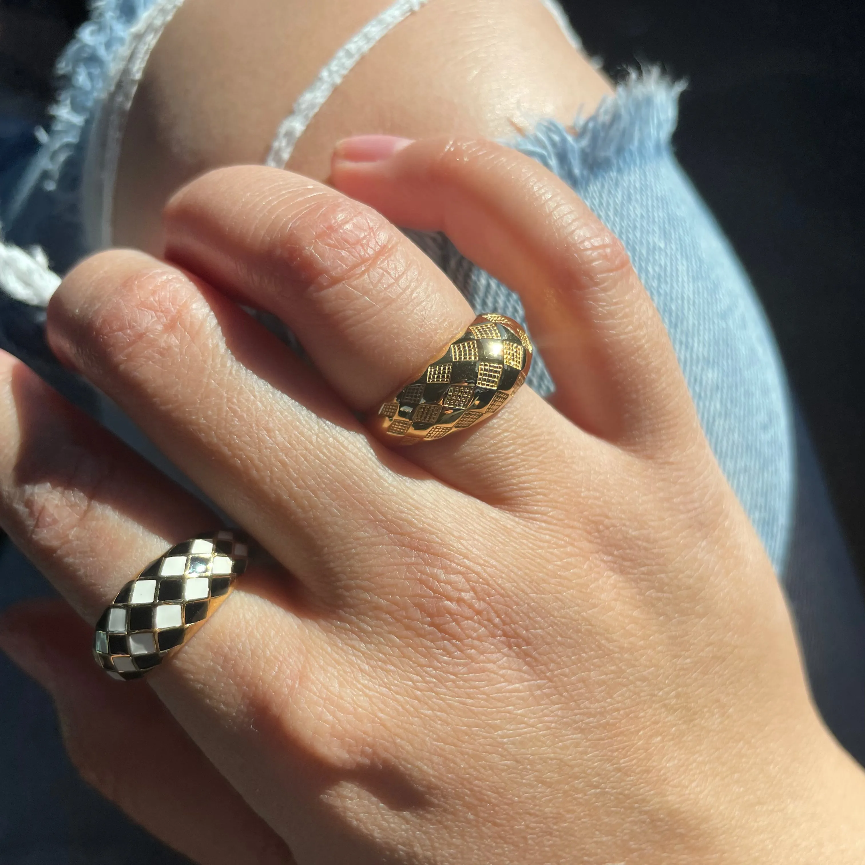 Checker Ring - Black And White
