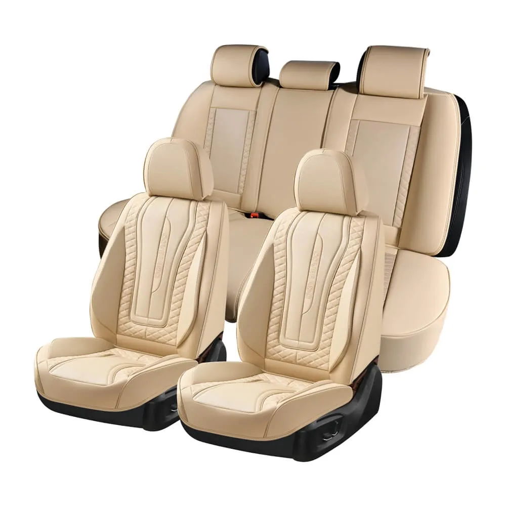 Coverado Full-coverage Waterproof Faux Leather Front and Back Car Seat Covers Universal Fit
