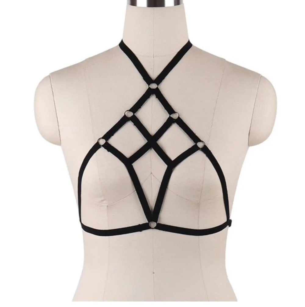 Diamond Shape Harness Bra Goth Fetish Lingerie