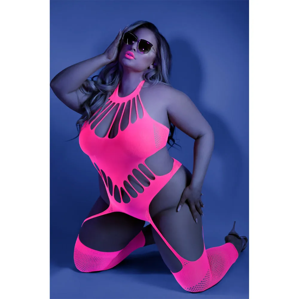 Fantasy Lingerie Glow No Promises Footless Teddy Bodystocking - Curvy