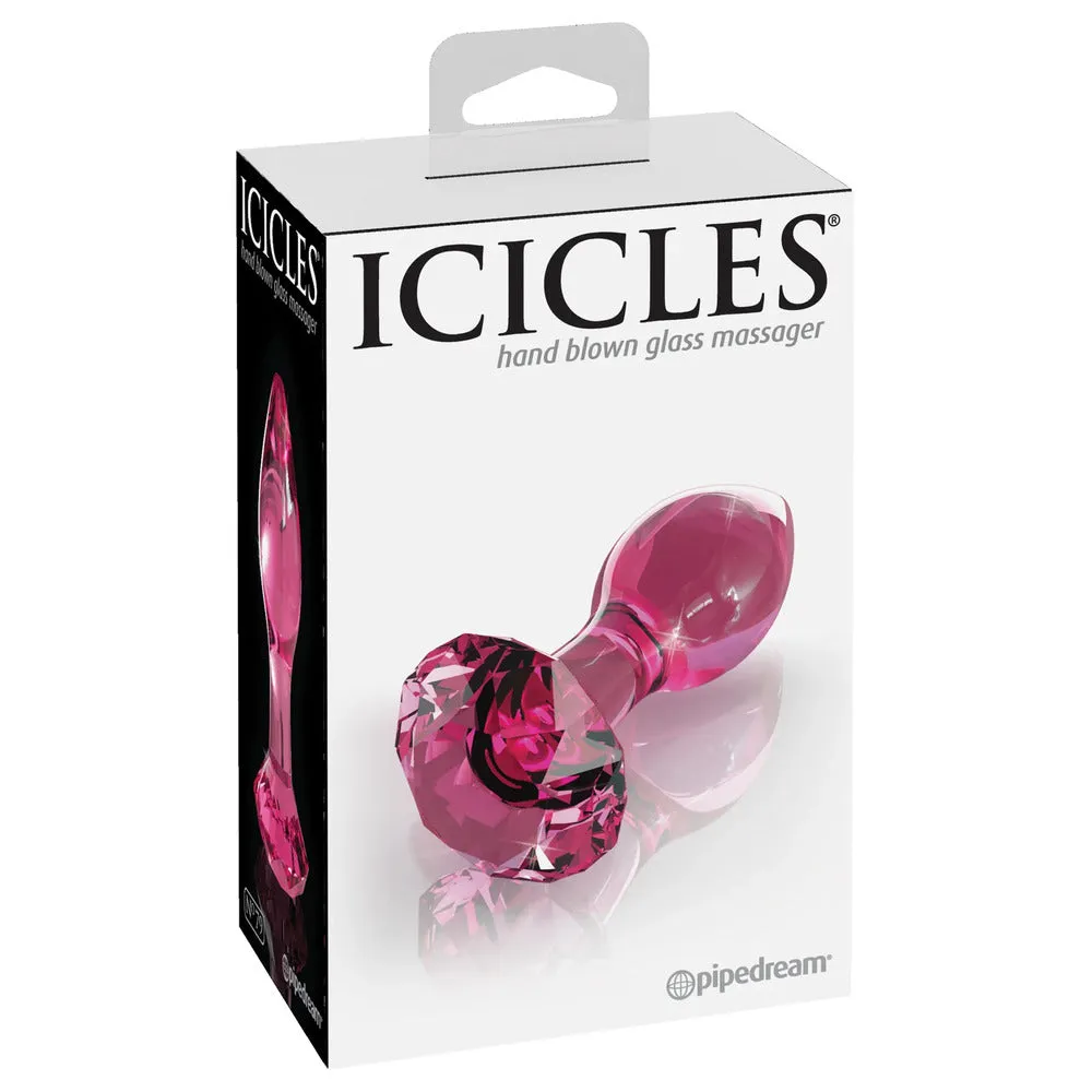 Icicles No. 79 Pink Crystal Glass Butt Plug