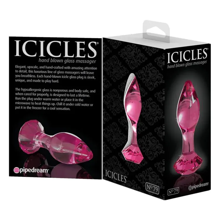 Icicles No. 79 Pink Crystal Glass Butt Plug