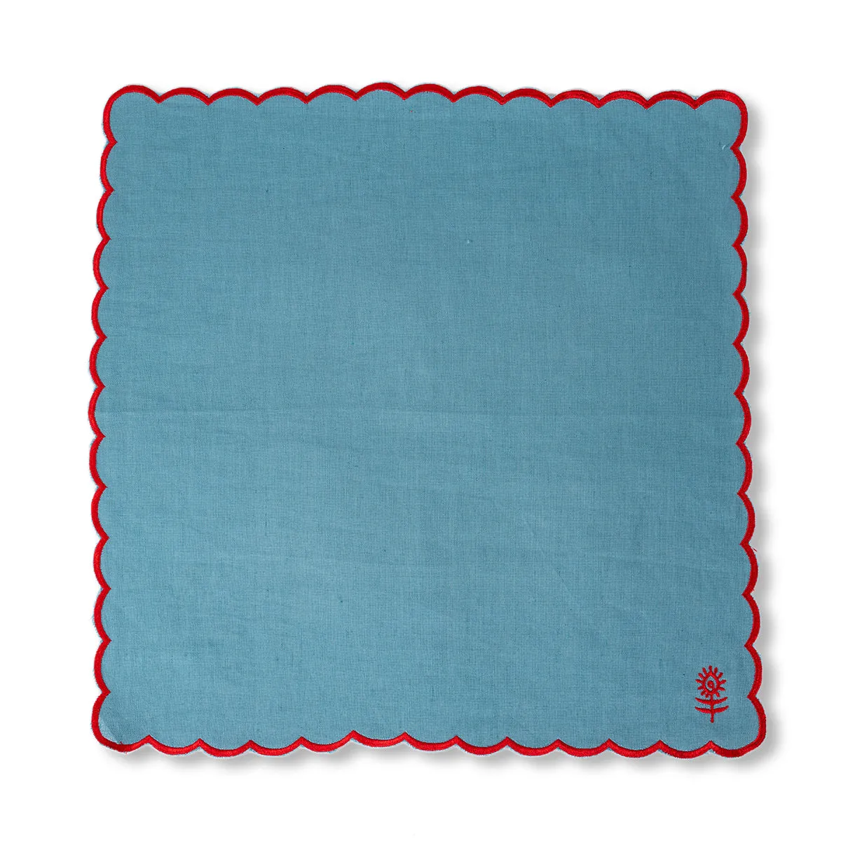 Icon Linen Napkins 4pc Set - Aqua/Cherry
