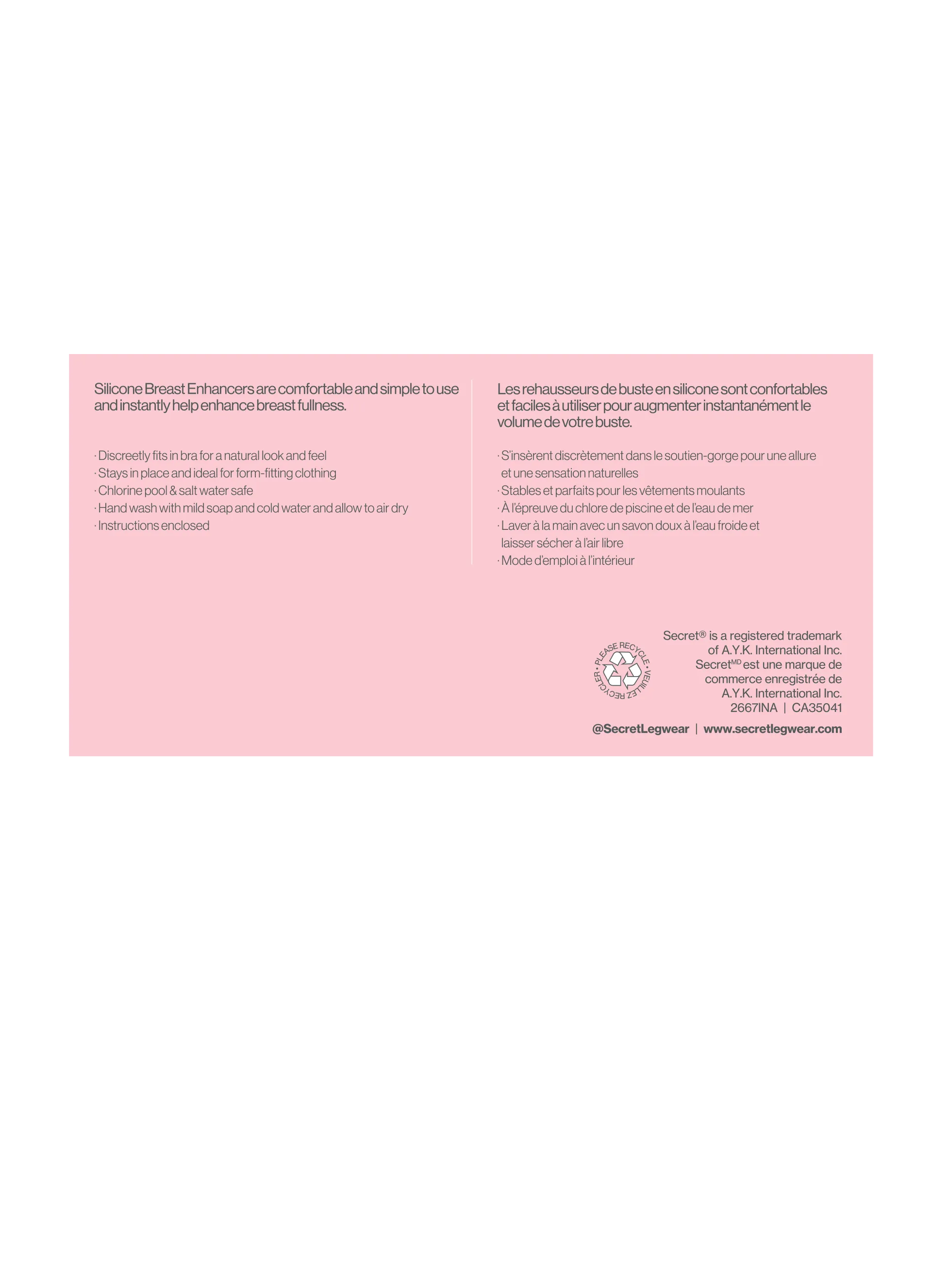 SECRET® Silicone Breast Enhancers - 1 Pair