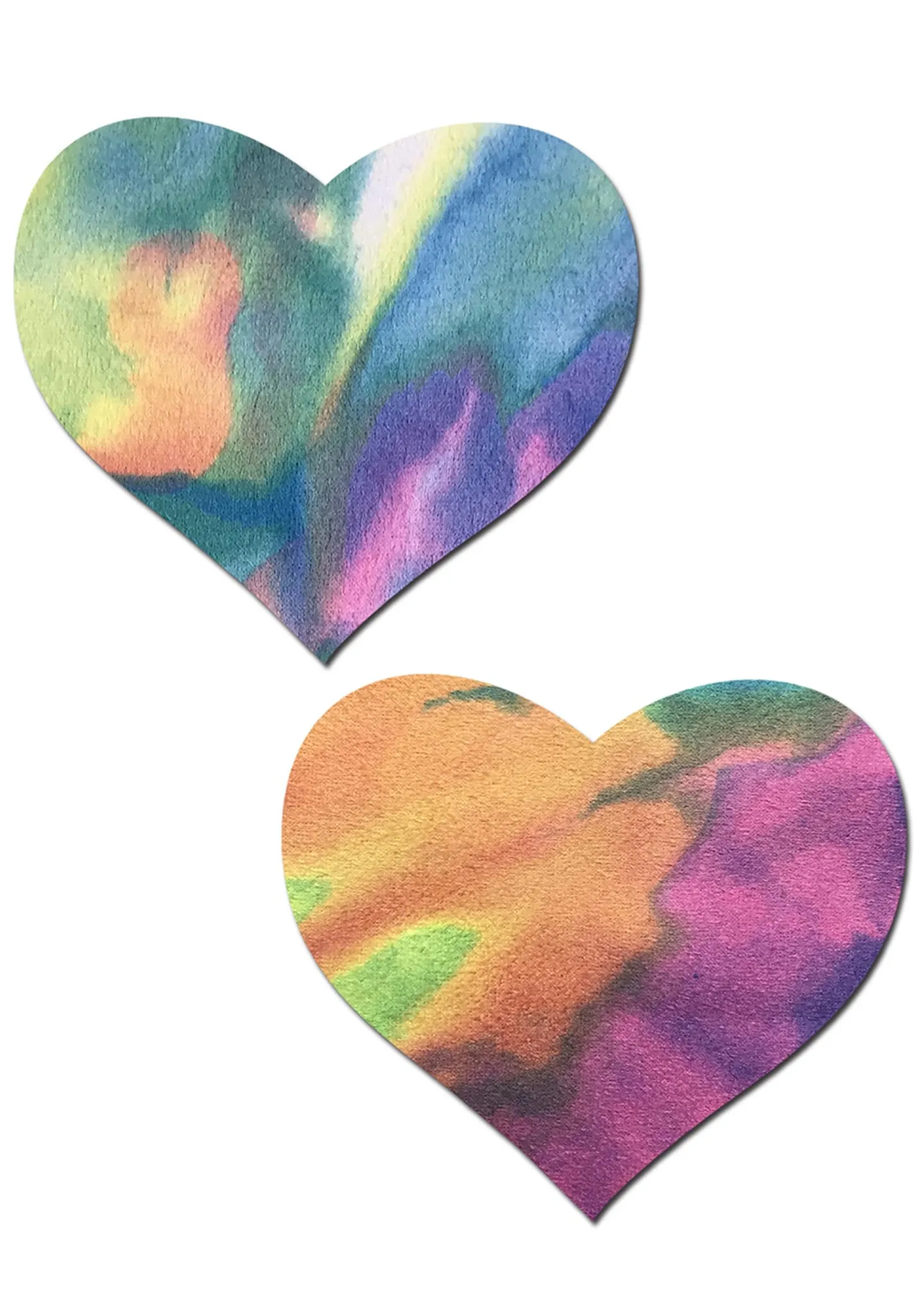 X J Valentine Pastel Tie Dye Suede Heart Nipple Pasties