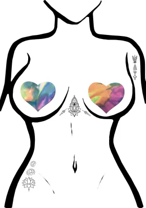 X J Valentine Pastel Tie Dye Suede Heart Nipple Pasties